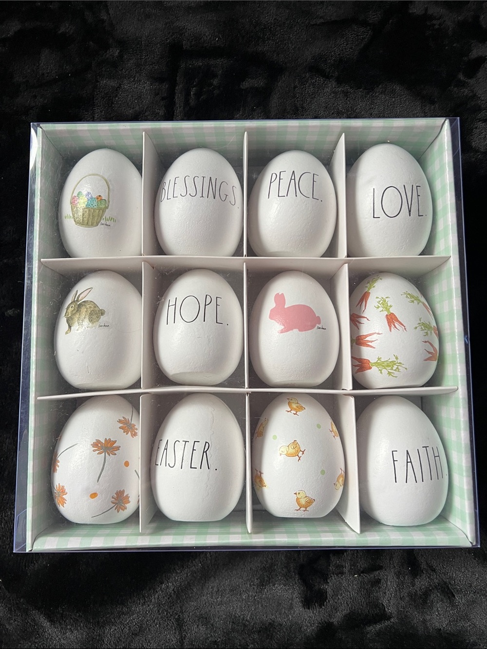 Rae Dunn White Decorative Easter Egg Set with Pink, Orange, Yellow Accents